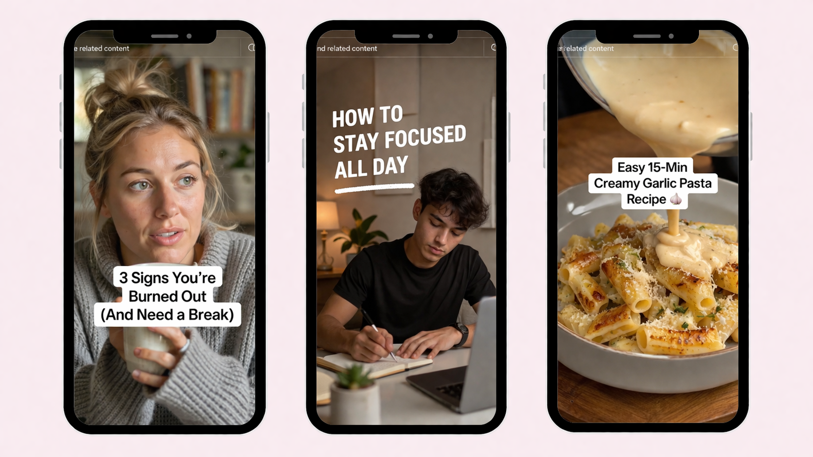 Visual breakdown of TikTok hook types — question, statement, story and list — showing how each one captures attention in the first 1–3 seconds of a video