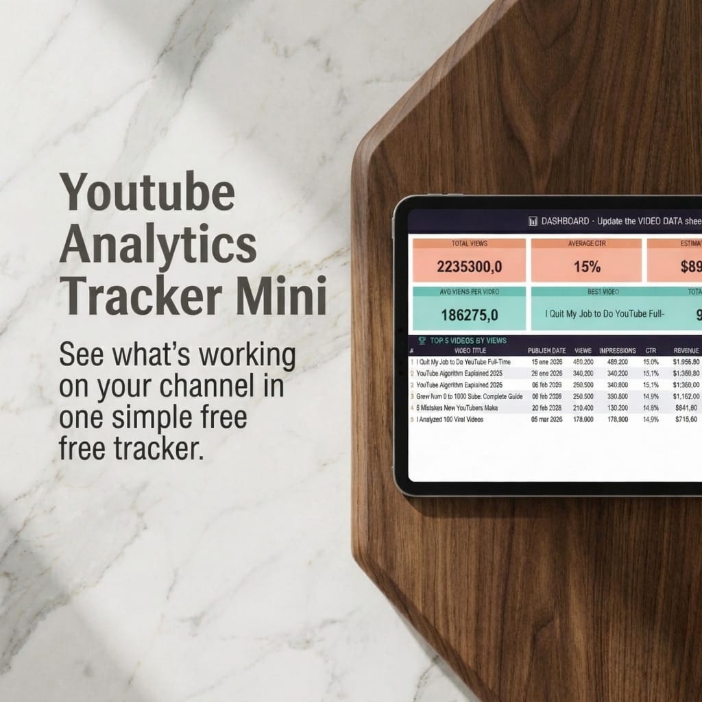 YouTube Analytics Tracker MINI — Excel template preview